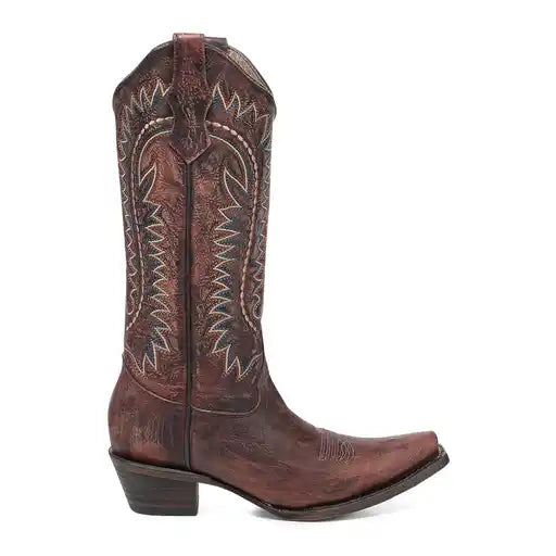 Woman's Circle G Shedron Embroidery Snip Toe Western Boot - L8000
