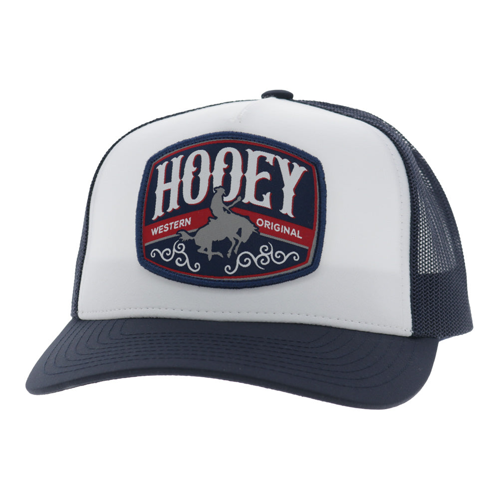 Hooey Salado White / Navy 5-Panel Trucker with Navy / Red / White Patch - 2604T-WHNV