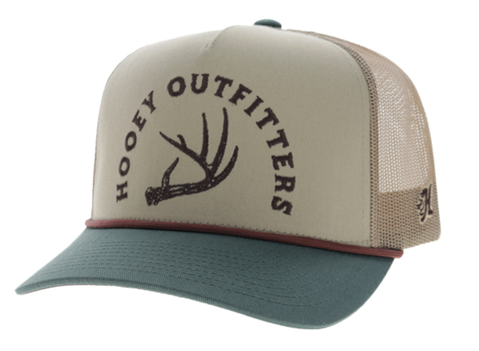 Hooey Shed Tan 5 Panel Trucker Brown With Green Bill - 6043T-TNGR