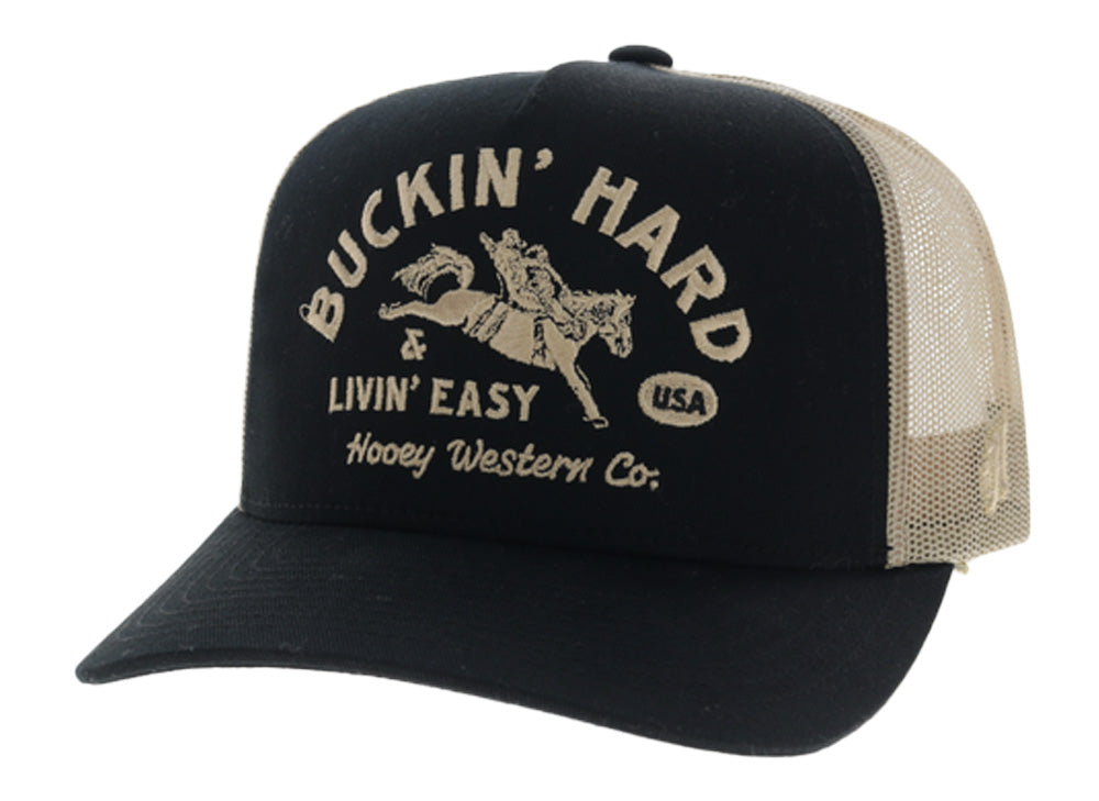 Hooey Buck Hard Black/Tan 5 Panel Trucker Cap - 2692T-BKTN