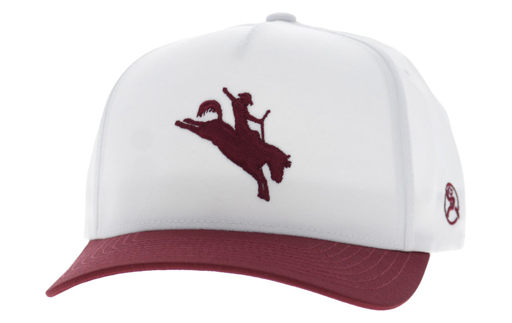 Hooey Whit White 5-Panel Trucker with Maroon Embroidery  - 4047T-WHMA