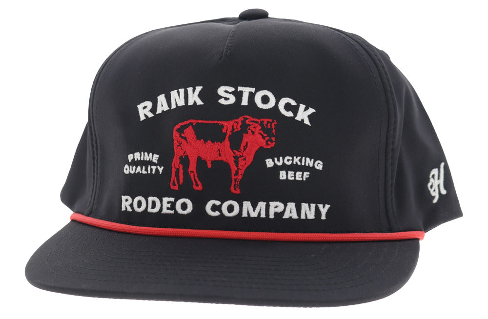 Hooey Rank Stock Black 5-Panel Trucker with White / Red Embroidery  - 2662T-BK