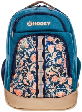 Hooey Ox Teal/Tan Multi Color Floral Print Backpack - BP2603TLFL