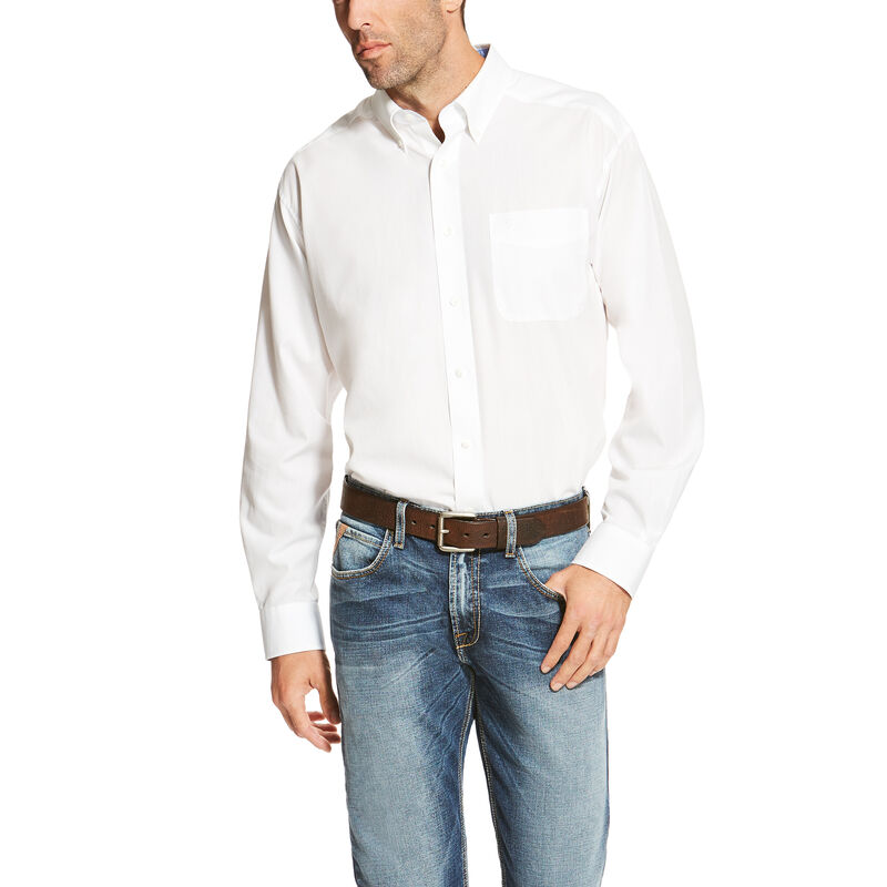 Men's Ariat Wrinkle Free Solid White Shirt - 10020331