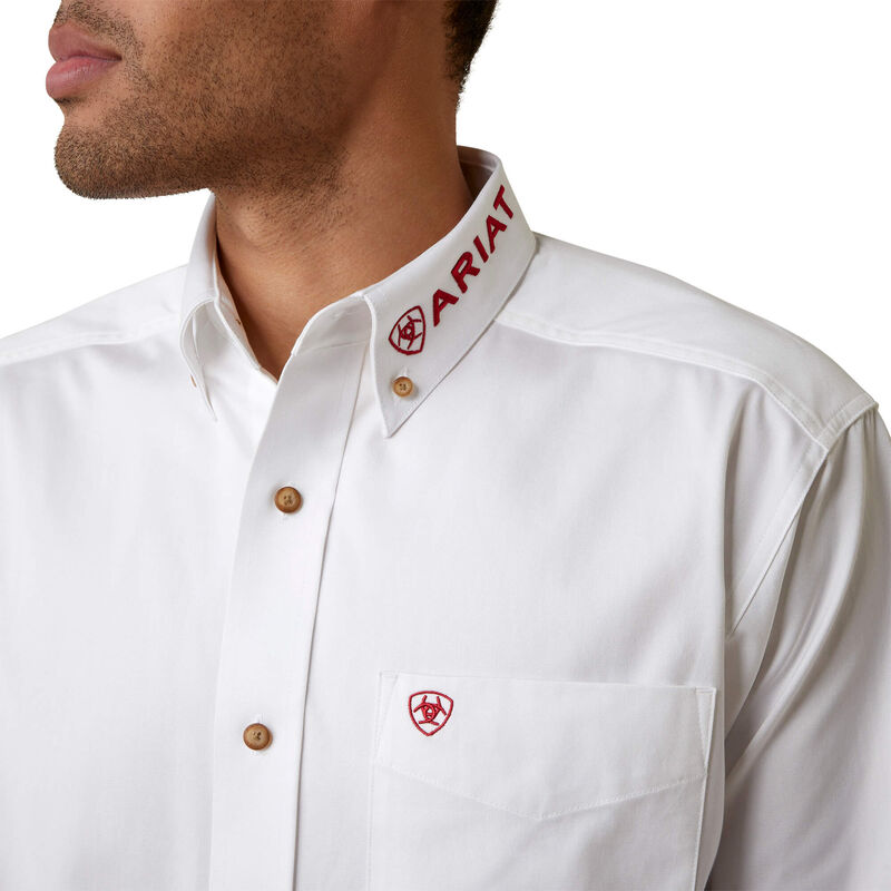 Men's Ariat Team Logo White Twill Classic Fit Shirt - 10040911