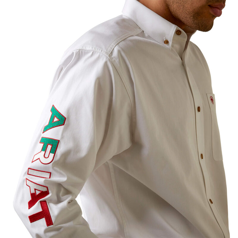 Men's Ariat Team Logo White Twill Classic Fit Shirt - 10040911