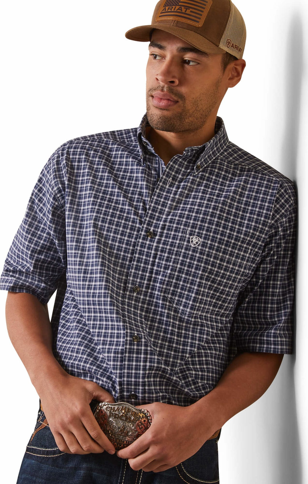 Men's Ariat Pro Nabil Classic Short Sleeve Shirt in Black Iris - 10043849