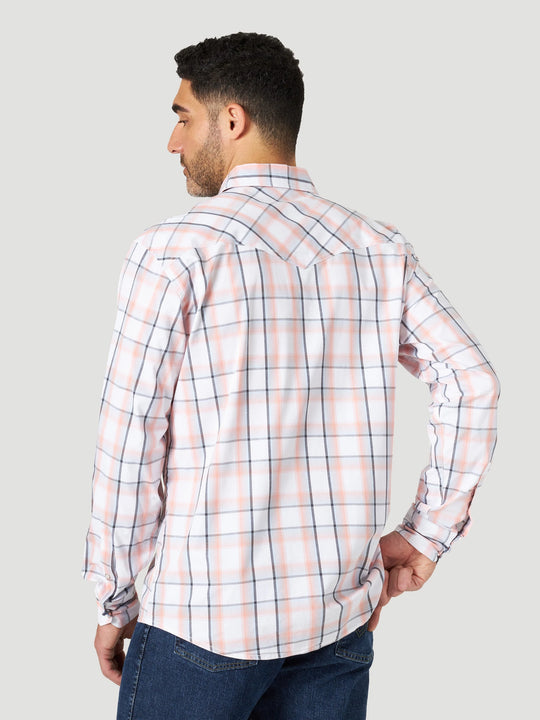 Men's Wrangler 20X Competition Coral Plaid Long Sleeve Shirt