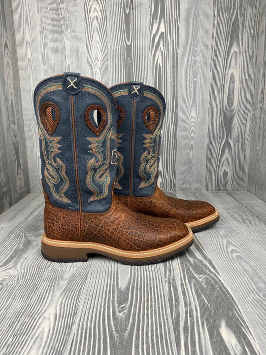 Men's Twisted X Soft Toe Distressed Saddle with 12" Peacock Top - MHM0022