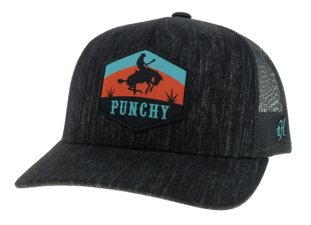 Hooey Punchy Black Six Panel Trucker with Patch Logo