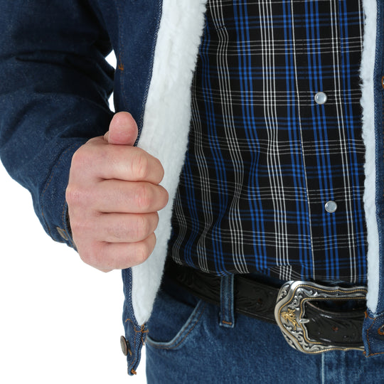 Veste en jean doublée Wrangler Western Sherpa pour hommes - 74255PW