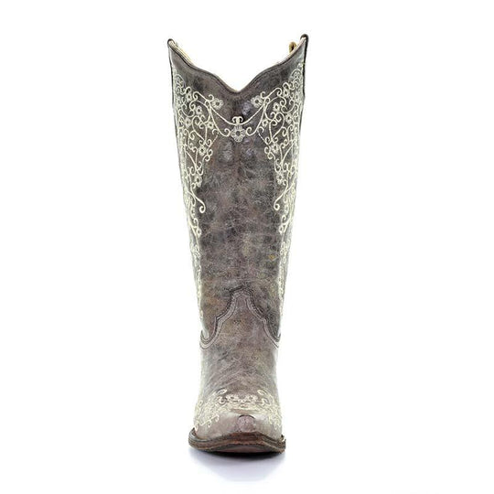 Ladies Corral Brown Crater Bone Embroidery Boot - A1094