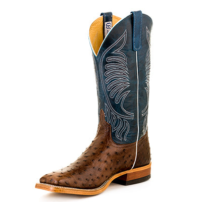 Men's Anderson Bean Kango Tabac Mad Dog Full Quill Ostrich with 13" Teal Faint Goat Tops - S3004