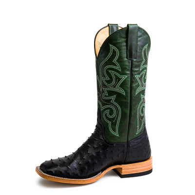 Men's Horse Power Black Full Quill Ostrich with 13" Emerald Explosion Tops - HP8004