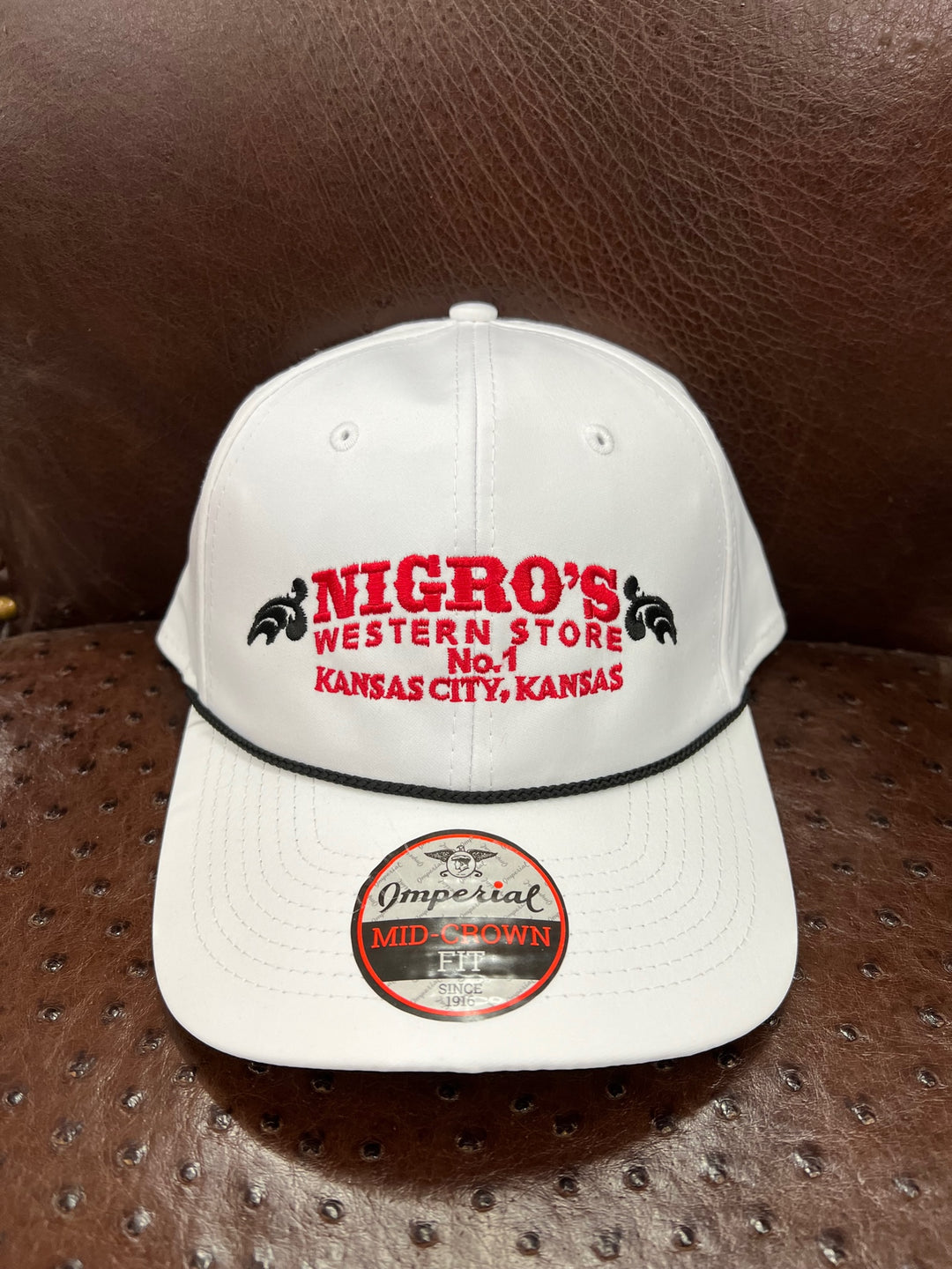 Nigro Imperial White 6 Panel Rope Snapback Mid Crown Fit - NBC 15