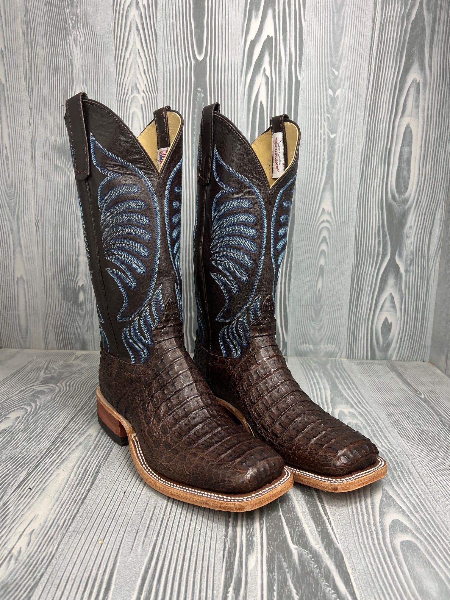 Men's Anderson Bean Brown Lux Hornback Caiman with 13