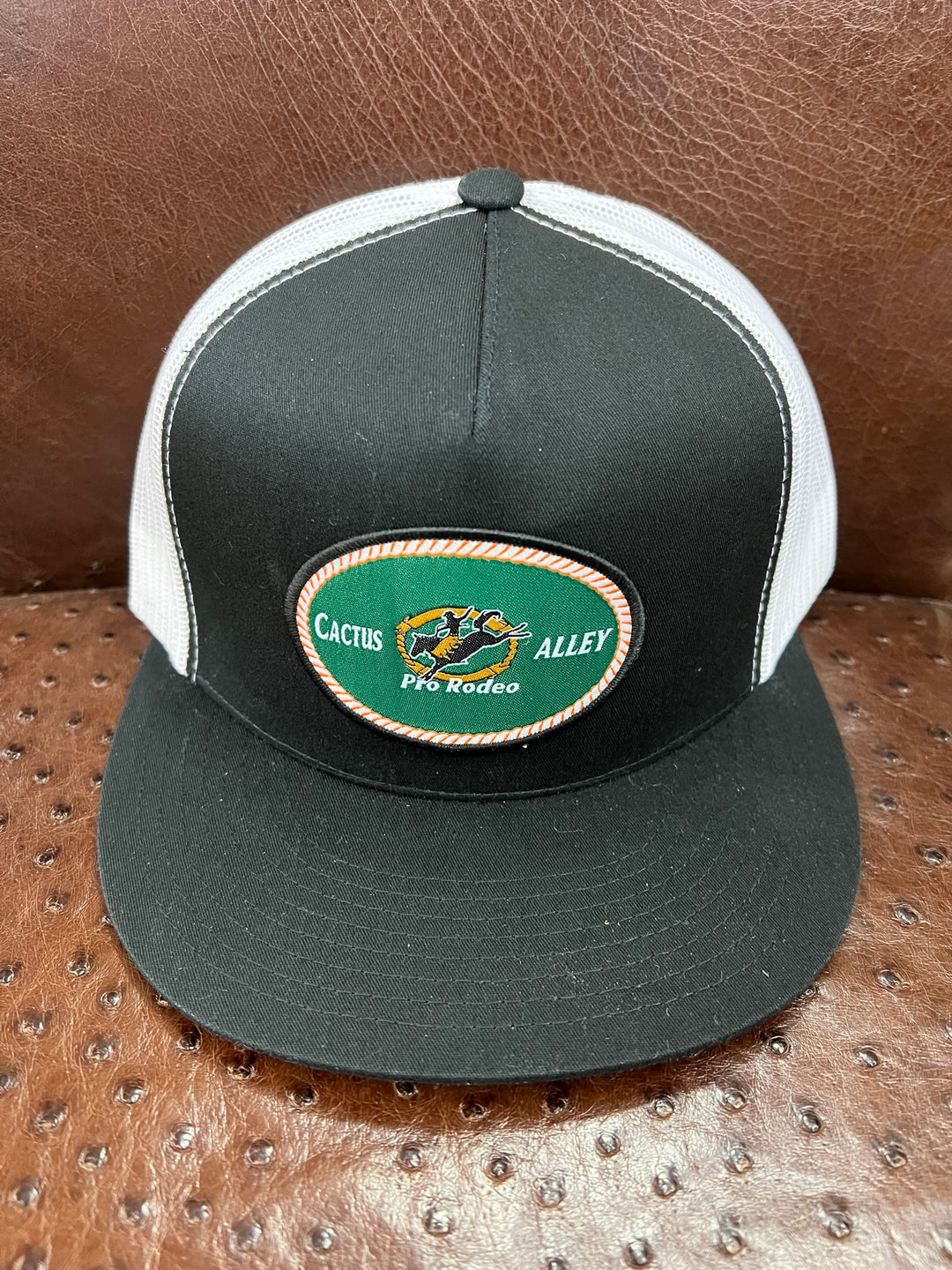 Cactus Alley 5 Panel Pro Rodeo Black Front White Snapback Ball Cap