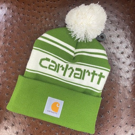 Carhartt Knit Pom-Pom Cuffed Logo Beanie - AH5168/Green