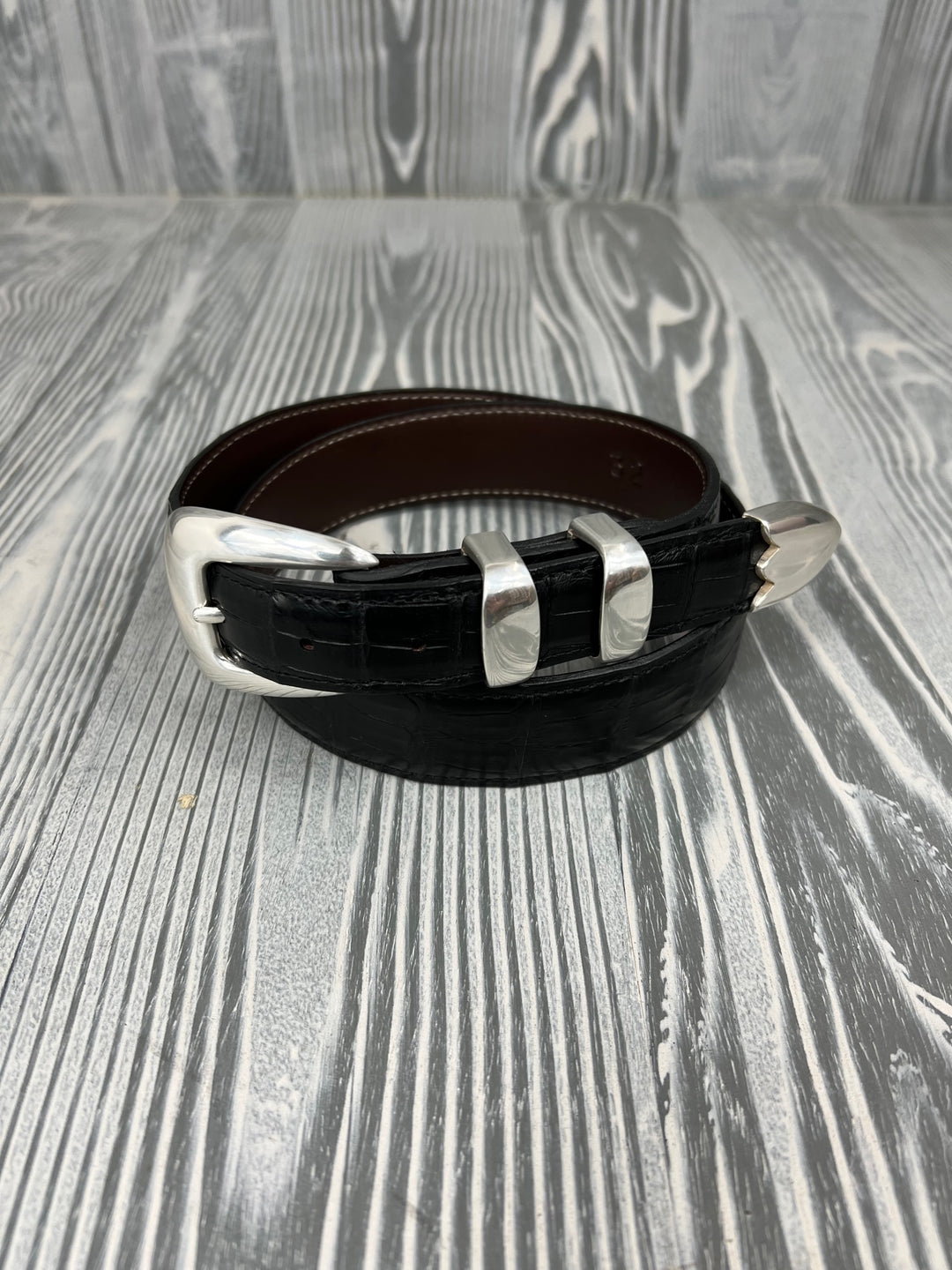 Chacon Black Crocodile 1 1/4" Tapered to 1" Belt