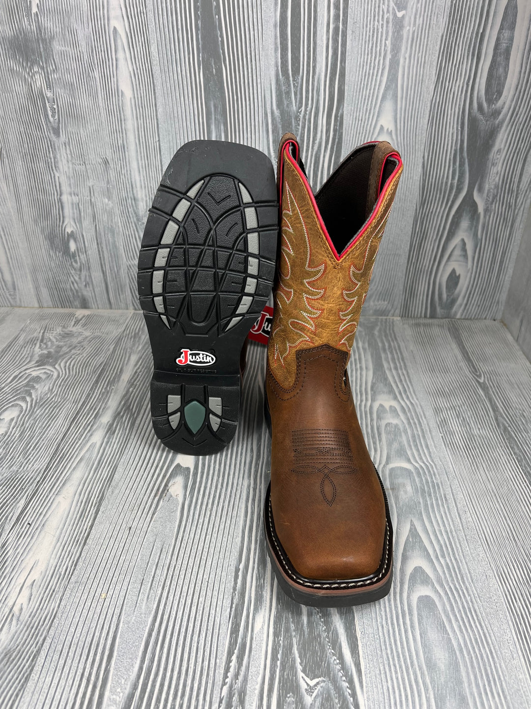 Men's Justin Driller Pecan Brown Steel Toe Waterproof Work Boot - SE3117