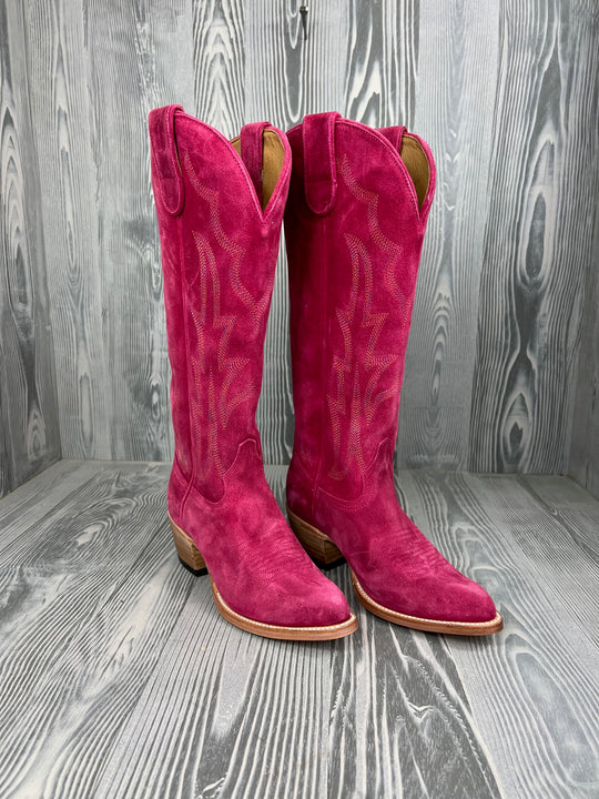 Ladies Macie Bean " If Karlee Were a Cowgirl" 15" Full Hot Pink Suede Boot - M5231