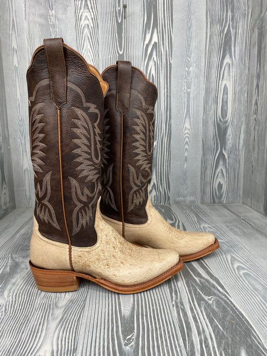 Women's Tan Vintage Smooth Quill Ostrich with 14" Texas Outlaw Tops