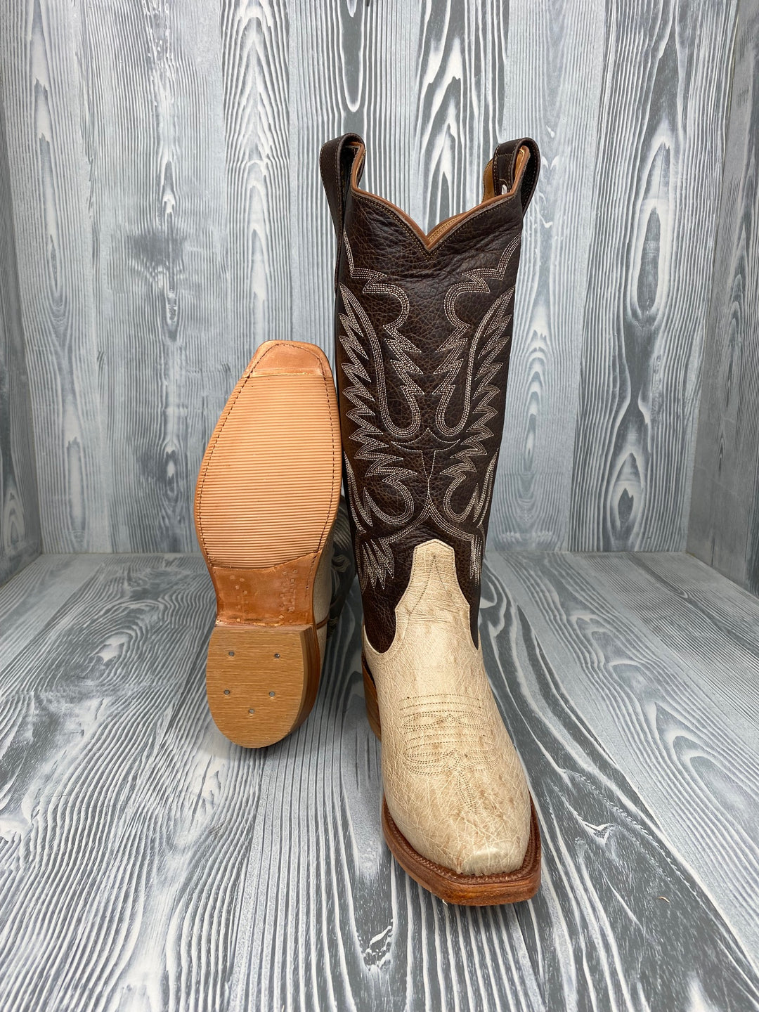 Women's Tan Vintage Smooth Quill Ostrich with 14" Texas Outlaw Tops