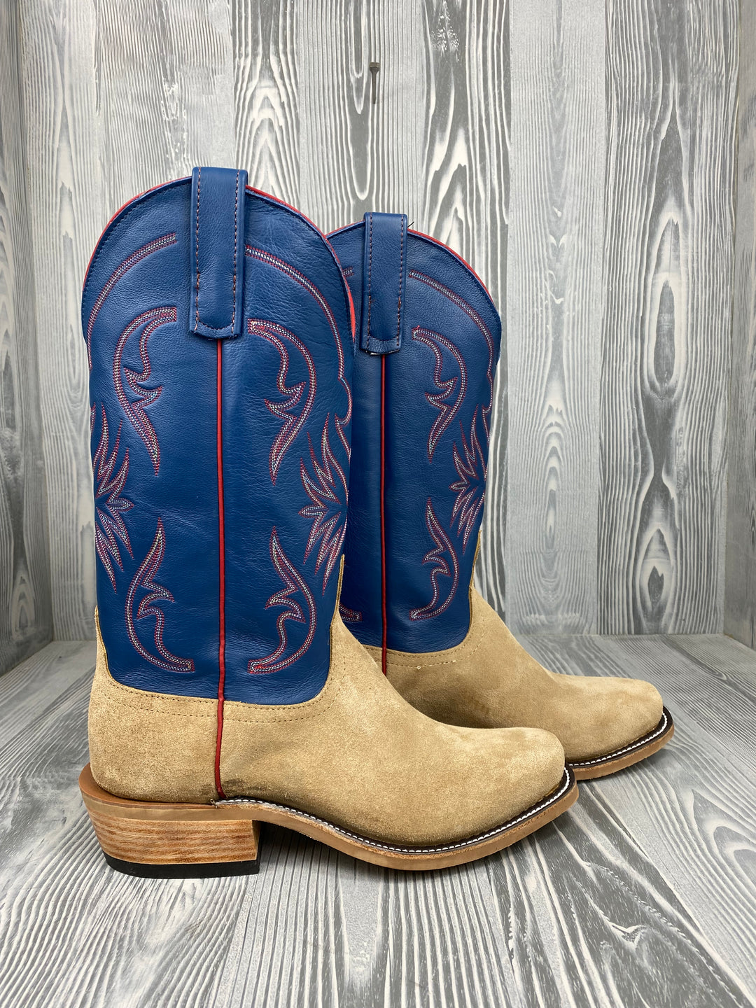 Men's Anderson Bean Tan Crazy Horse Reversed with 13" Striking Blue Deercow Tops