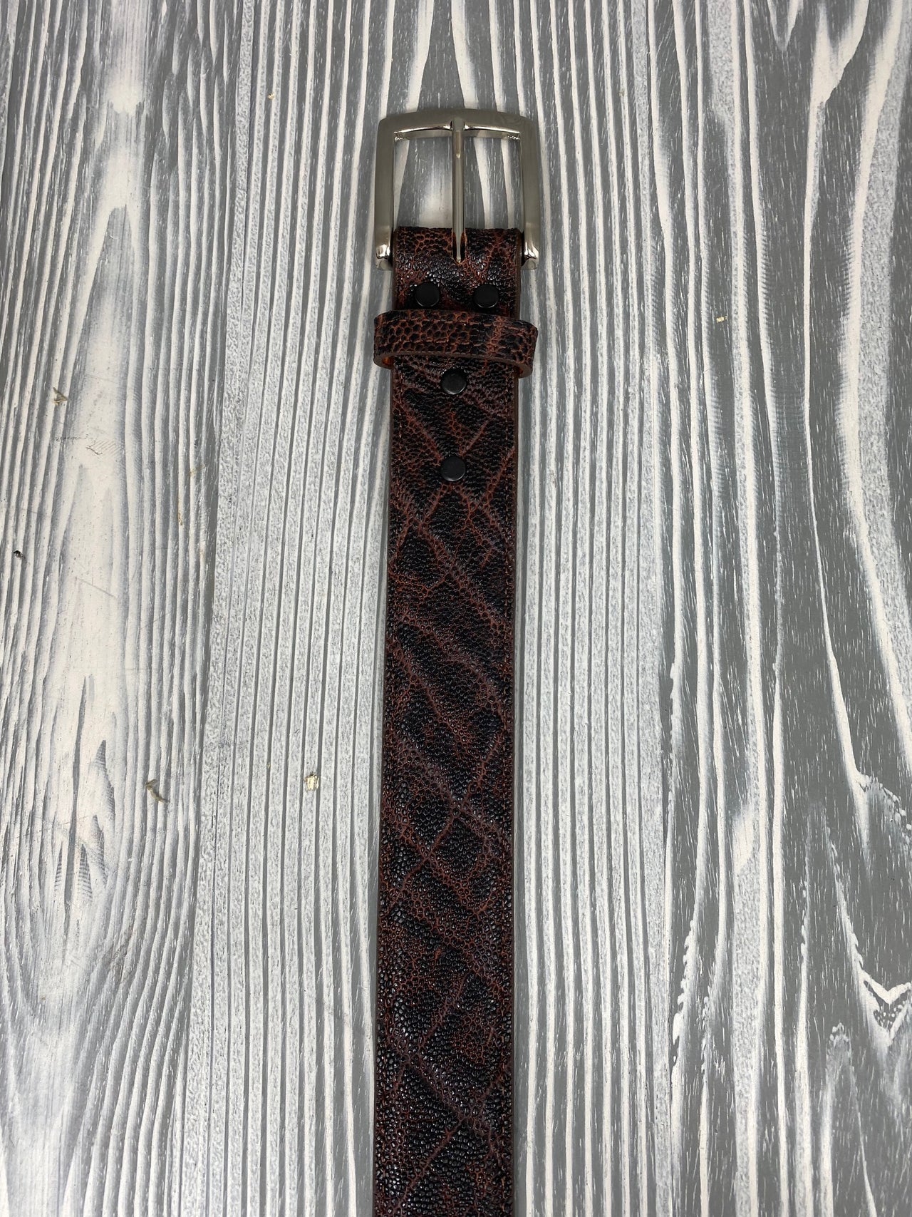 Black Ostrich Leather Belt Strap - 1 1/4 > 1 Taper