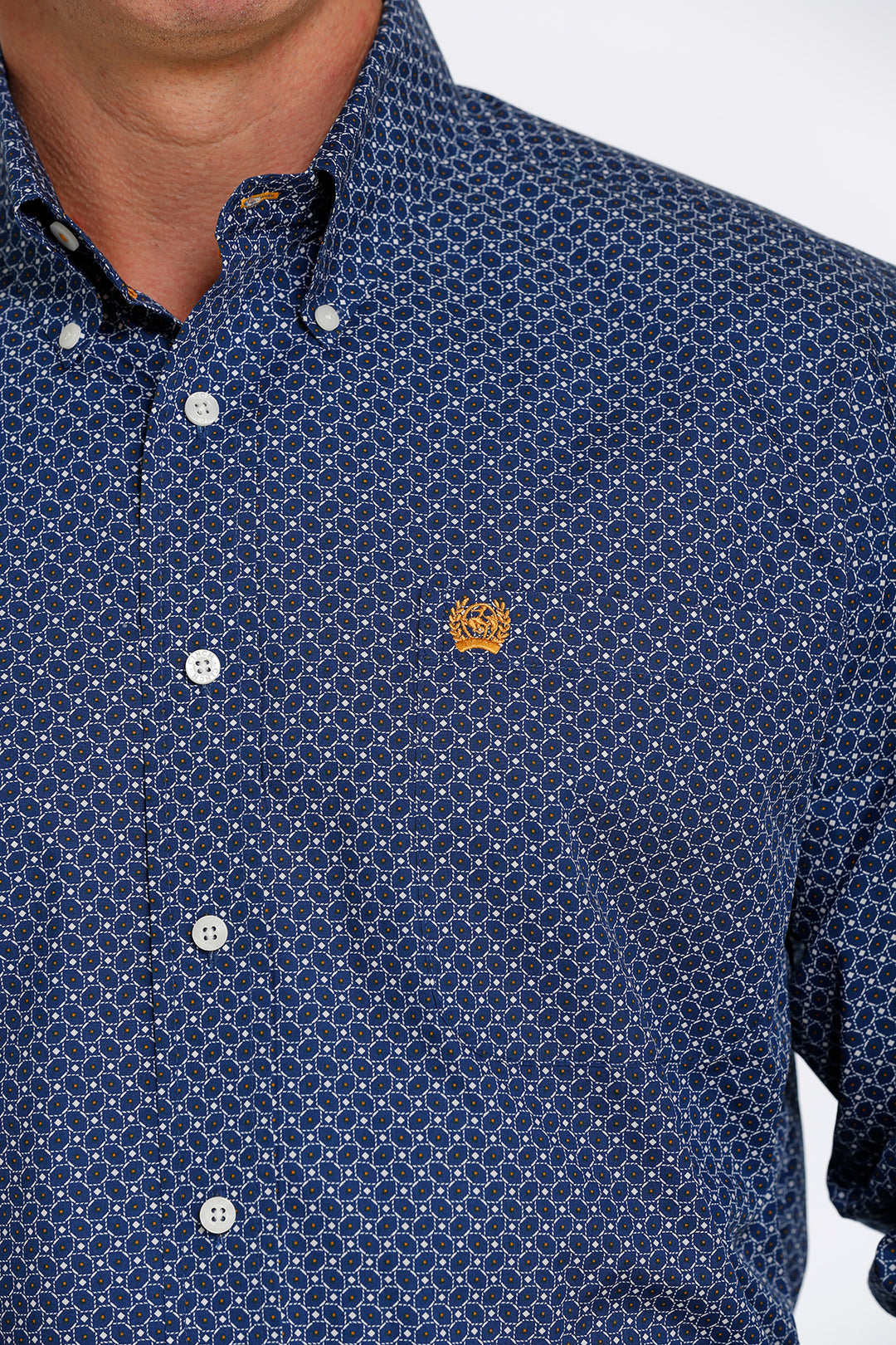 Camicia da uomo con stampa geografica blu a maniche lunghe Cinch - MTW1105447