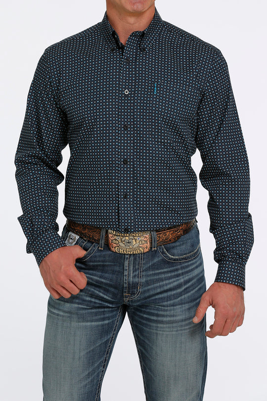 Chemise à manches longues bleue Pring Cinch Modern Fit pour hommes - MTW1347057