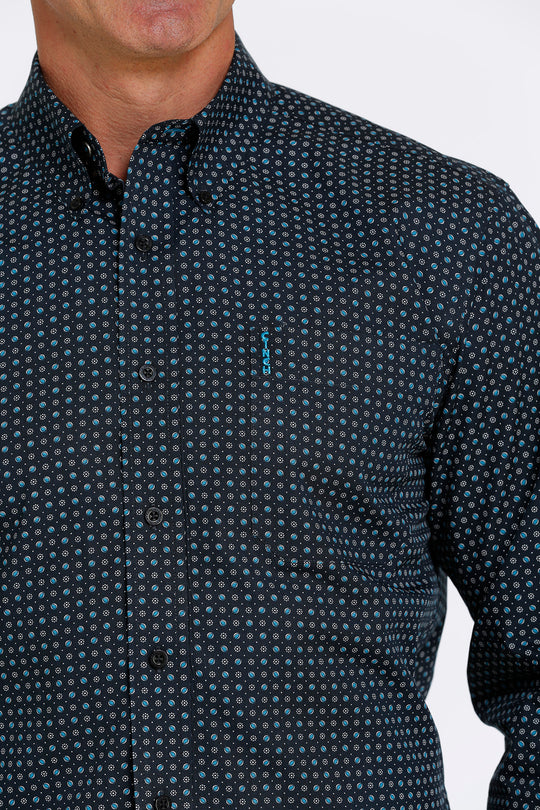Chemise à manches longues bleue Pring Cinch Modern Fit pour hommes - MTW1347057