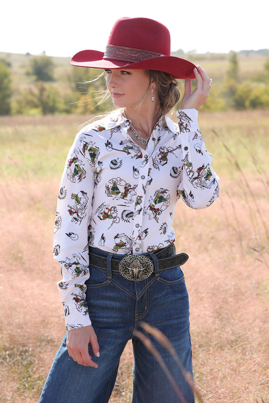 Camicia western color crema da donna con bottoni Cinch - CTW7417001