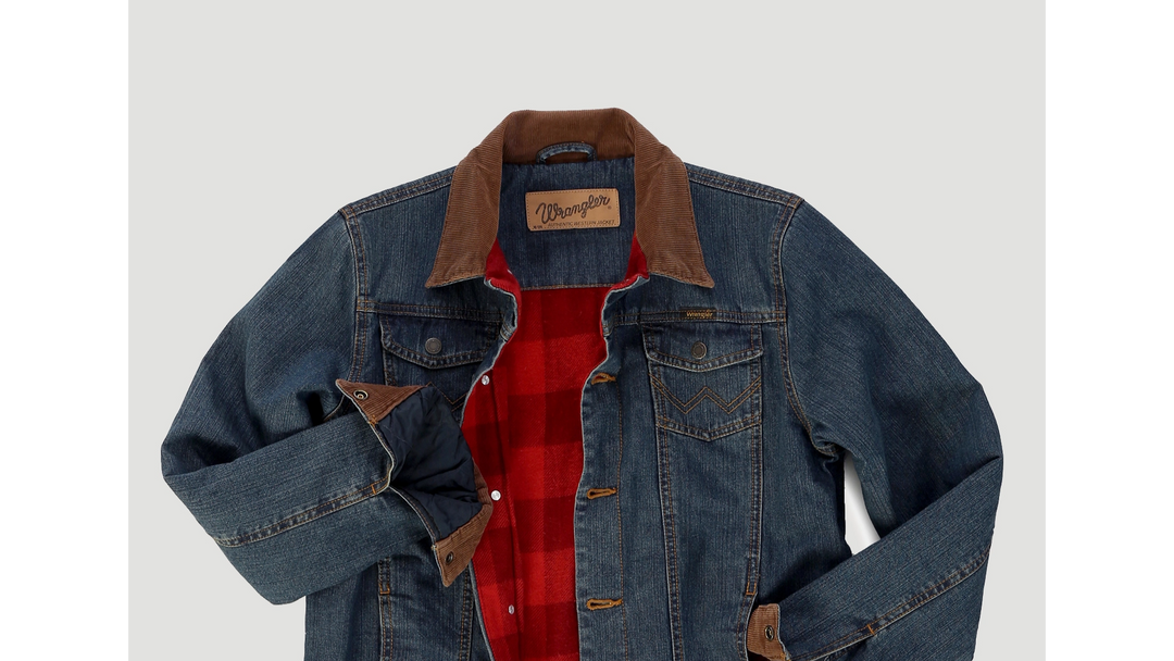 Veste en jean doublée de couverture Wrangler pour garçon en bleu rustique - 84265RT