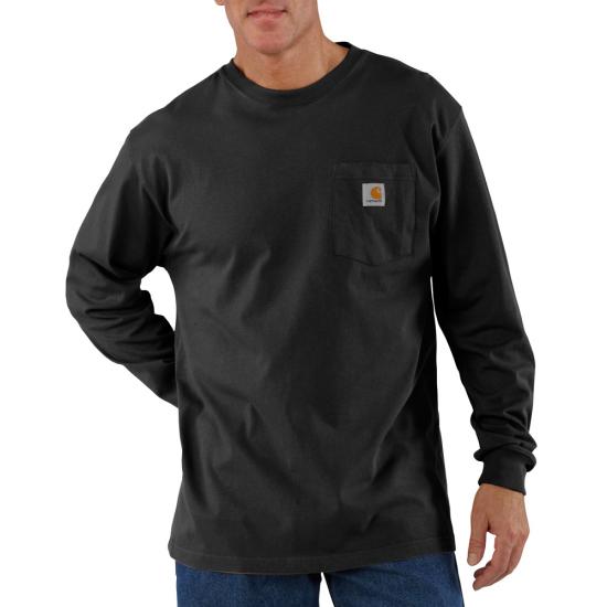 T-shirt Carhartt da uomo con taschino a maniche lunghe, vestibilità ampia, pesante, K126