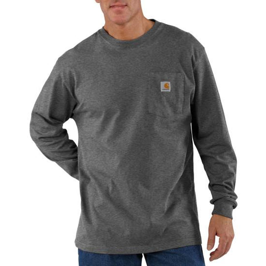 T-shirt Carhartt da uomo con taschino a maniche lunghe, vestibilità ampia, pesante, K126