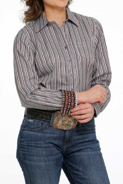 Camicia western da donna con bottoni Cinch in viola/bianco/nero - MSW9164193
