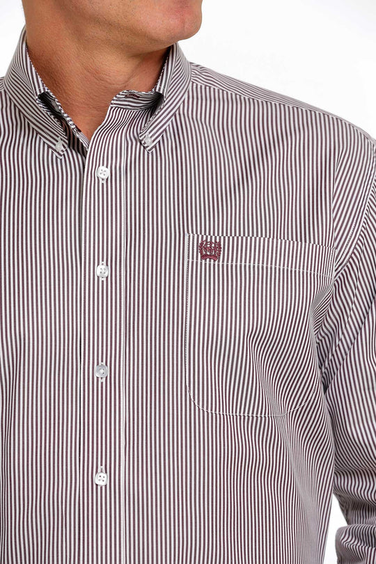 Chemise boutonnée à rayures violettes pour hommes - MTW1105483