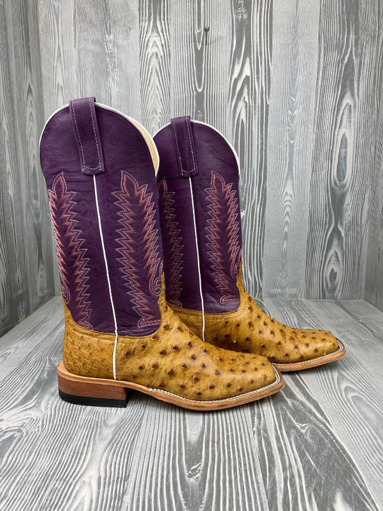 Men's Anderson Bean Umber Bruciato Full Quill Ostrich with 13" Violet Buffamonte Tops